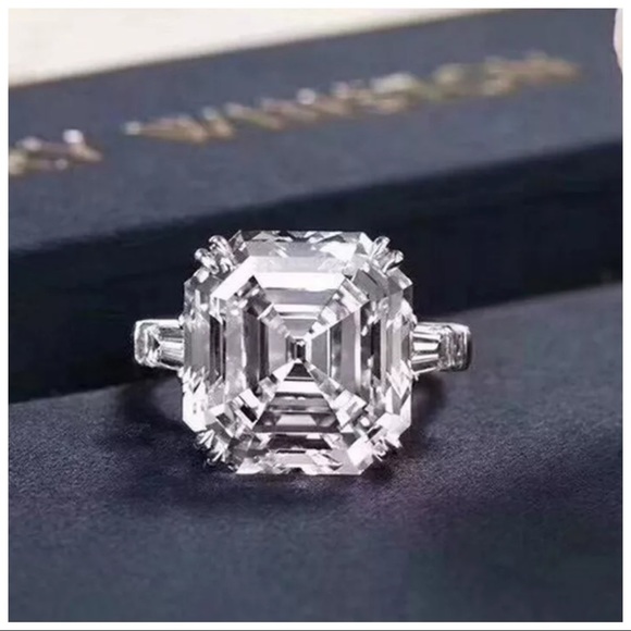 M Signature Label Collection Jewelry - Asscher Cut 6 Carat Simulated Diamond Ring 925 Silver The Doeanne